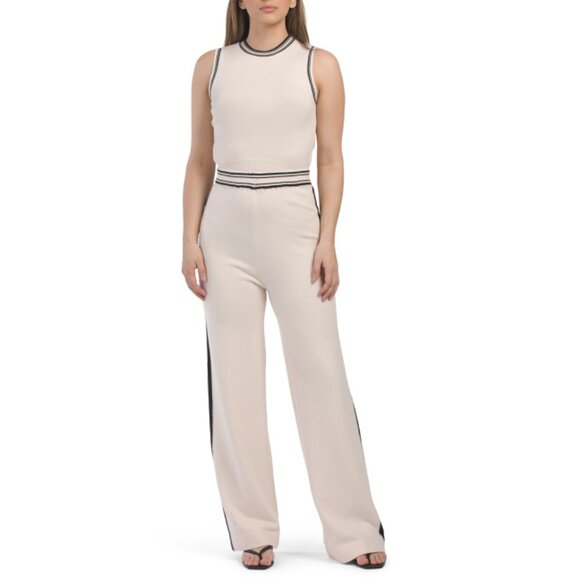 ON TWELFTH Ivory 2pc Stripe Tank And Pants Sweater Set
